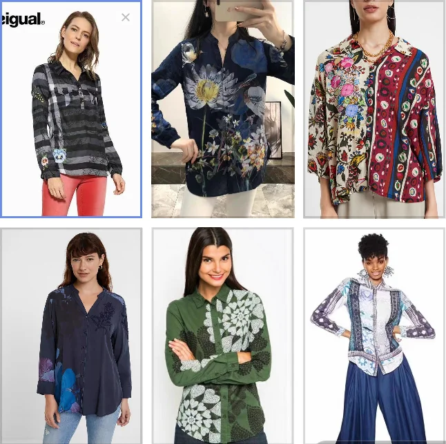 Foreign trade original single Spain new casual printed fashion slimming long sleeve shirt for women