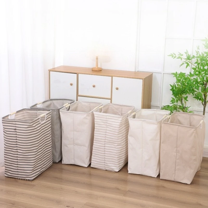 

Складная тканевая корзина для грязной одежды, бытовая складная портативная корзина для белья, водонепроницаемая корзина для хранения в ванной комнате, деревянная ручка