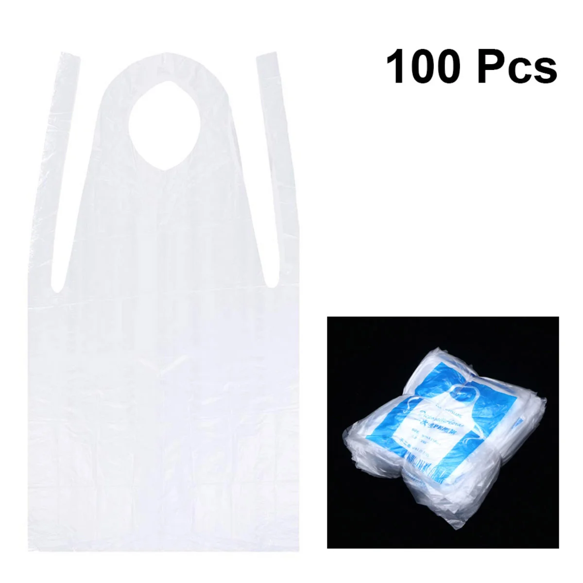 100 Pcs Unisex Disposable Aprons Waterproof Oil Proof PE Plastic Apron For Cooking Painting or Any Other Messy Activities