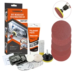Reacondicionamiento de faros de coche, Kits de pulido de luz de coche, Líquido Protector UV * 2, recubrimiento de faros, elimina el amarillo y el envejecimiento