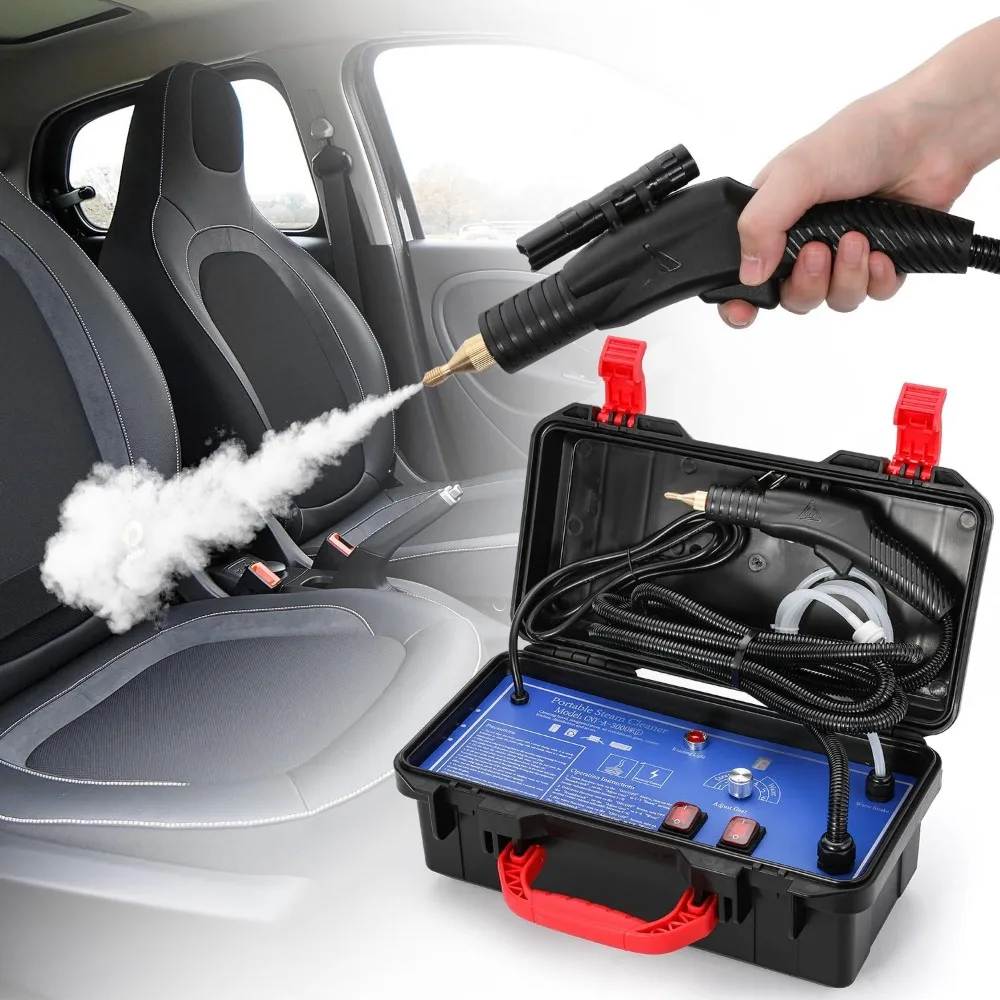 1700W Pressurized Steam Cleaner,Heavy Duty Portable Steamer for Car Detailing, High Temp, Home Use, Floor, Upholstery,