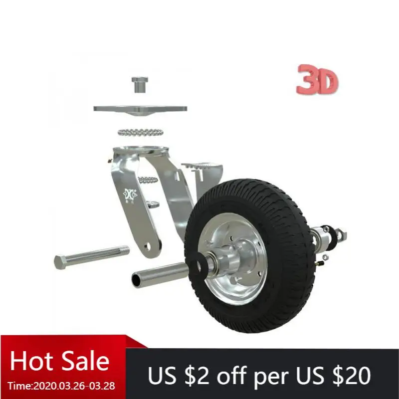 

1 Pc Heavy-Duty 8-Inch Inflatable Rubber Caster Wheel with Brake for Hotel Luggage Carts Garage Entrances Universal Rubber Wheel