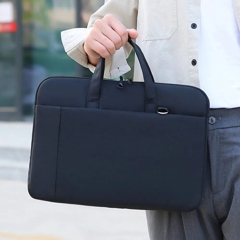

Shoulder Strap Business Laptop Bag with Handle 14 Inch Portable Laptop Bags Briefcase Solid Color Laptop Shoulder Bag