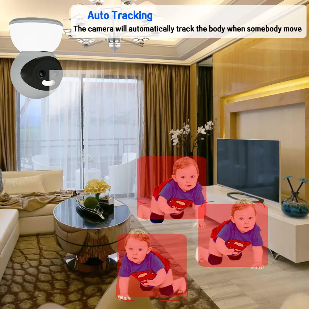 

4K Dual Lens Wifi PTZ Security Camera Auto Tracking Home Color Night Vision CCTV Video Surveillance Camera 10X Zoom Baby Monitor