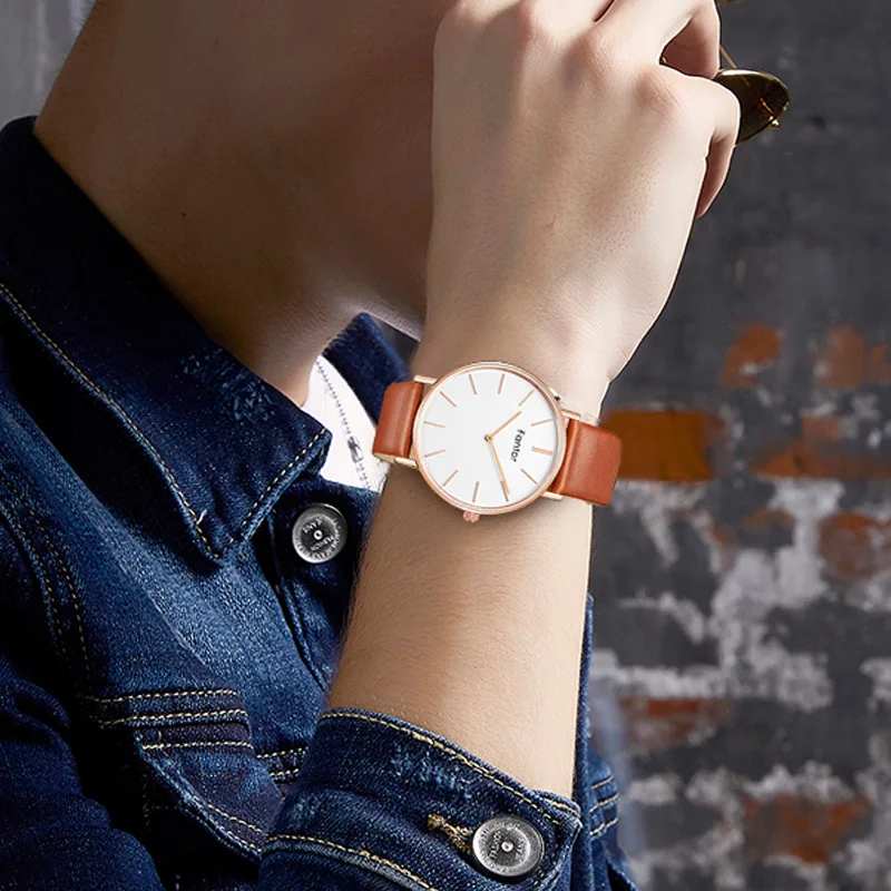 Fantor di Marca Ultra Sottile Degli Uomini Della Vigilanza Minimalista Orologio Da Polso Da Uomo Casual Uomo di Cuoio di Affari del Quarzo di