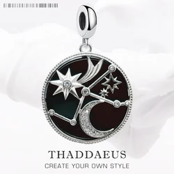 Astro Disc Dangle Charm Europe Style Fine Jewelry Women Vintage Gift In 925 Sterling Silver