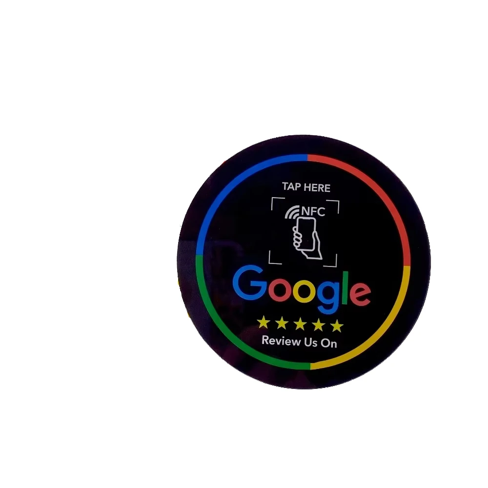 NFC Tags Review Us On Google NFC Tap Review Sticker Tags Waterproof Google Review Sticker 13.56Mhz NFC215 Adhesive Labels