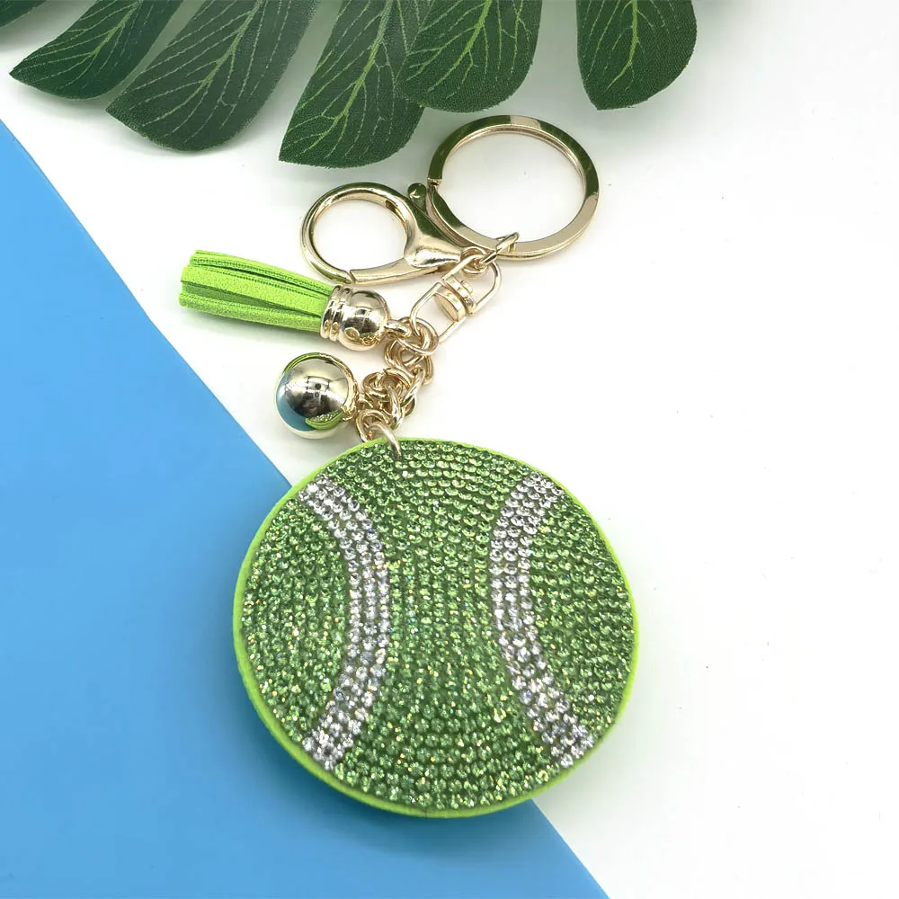 Creative Tennis Keychain with Full Crystal Hot-Drilled Handbag Pendant Accessory for Sports Competition Gift