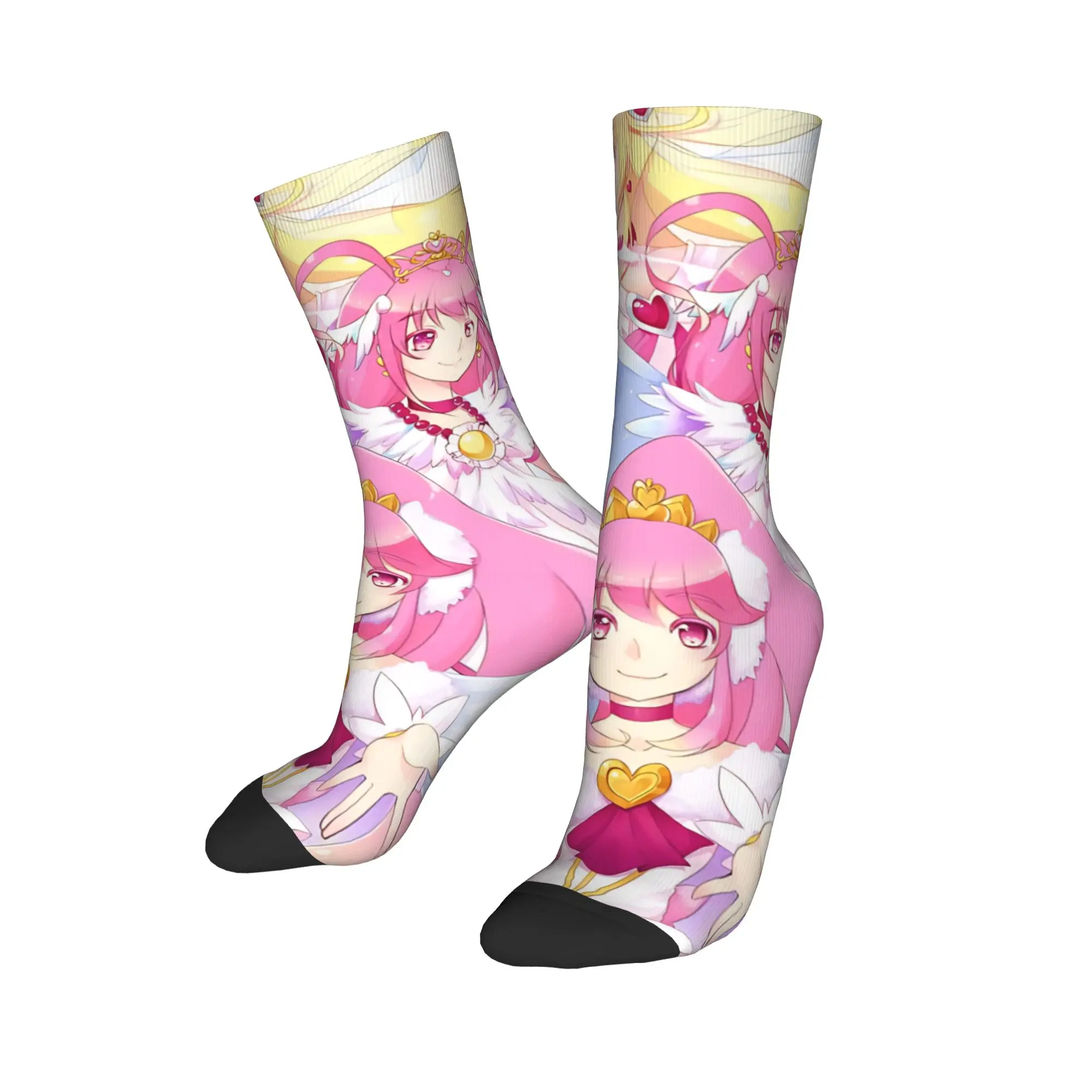 Funny Sock Bandai Pretty Cure HappinessCharge Precure!,  Rock Seamless Pattern Printed Men Crew Socks Novelty Men's Socks