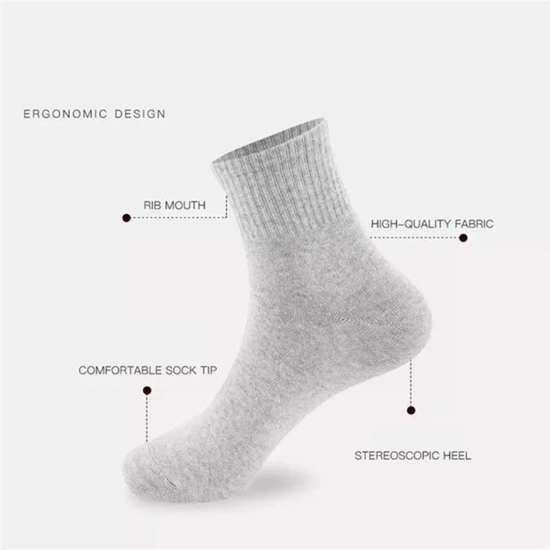 10Pcs/5Pair Unisex Socks Women Men Black White Gray Ankle Socks Female Male Solid Color Socks High Quality Cotton Short Socks