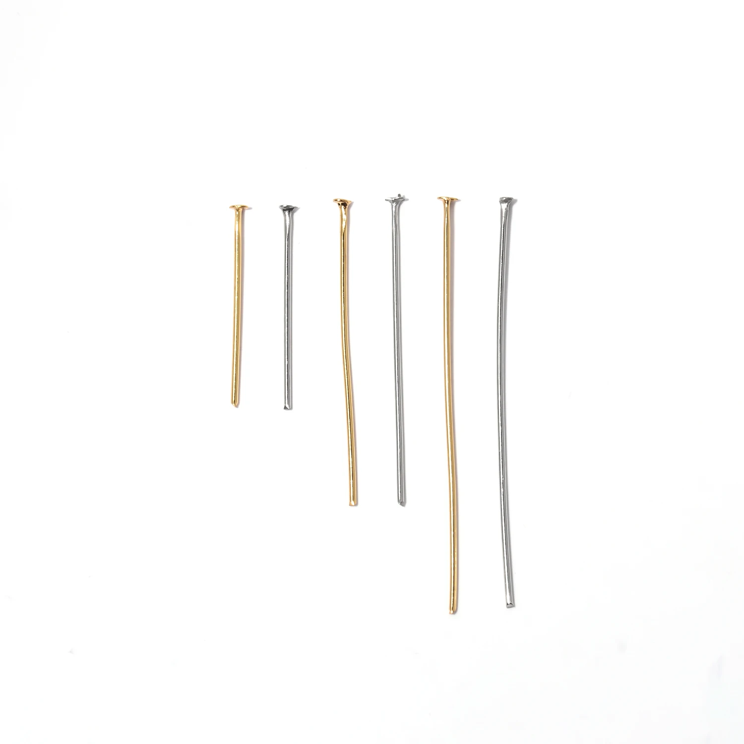 50/100Pcs/Lot 20/30/40mm Heads Eye Flat Head Pin Gold Plated Stainless Steel Ball Head Pins for Jewelry Finding Making Accessory