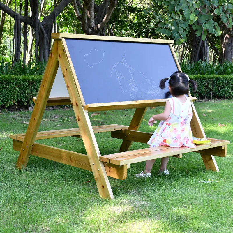 Children's sand water area toy anti-corrosion wooden house tunnel drawing board sand pool playing water simulation kitchen