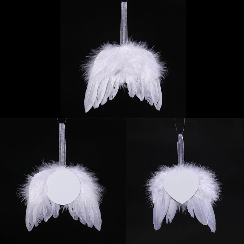 Christmas Tree Decor WhiteAngel Wings Ornament Blank Sublimation Products For Handmade Decorative Pendants Crafts 37JD