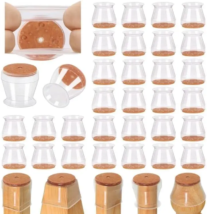 

32 силиконовых накладки для ножек стульев для твердых полов, снижают шум и царапины (подходят для диаметра 0,9-1,29 дюйма)