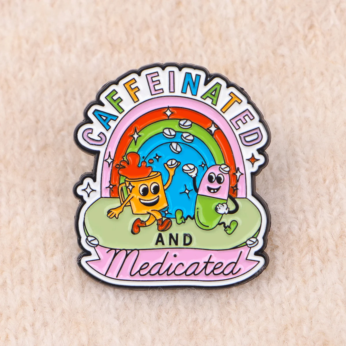 Kaffee und Medizin Emaille Pin Abzeichen Broschen für Frauen Anstecknadeln für Rucksäcke Modeschmuck Accessoires Geschenke