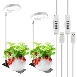 LED Ring Grow Lights, Full Spectrum Halo Growing Lamp with Stand Base 3/6/12H Timer, White Plant Light for Small Indoor Growing
