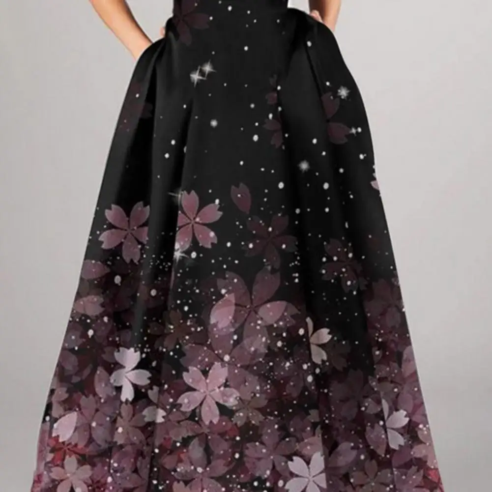 Damesrok Hoge Taille Bohemian A-Lijn Rok Grote Schommel Bloemenprint Rits Half-Opening Rok Losse Partij