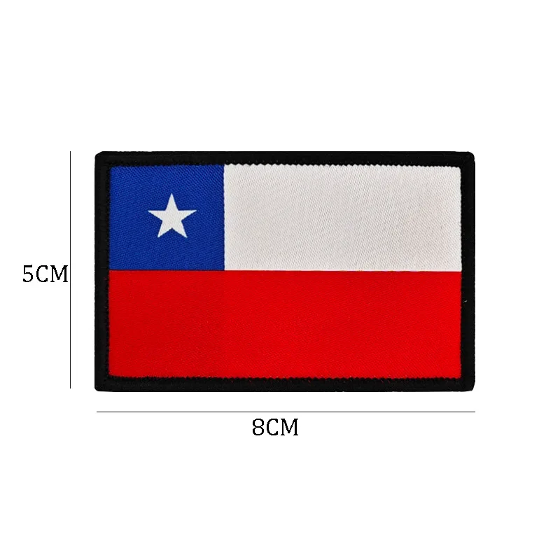 Chile National Flag PVC Rubber Patches Embroidery Flag Backpack Stickers Emblem Clothing Badges Hat Accessories Bags Appliques