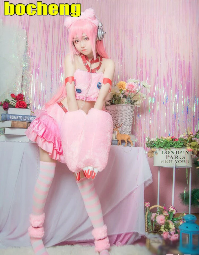 Anime Super Sonico Cosplay Pink Cute Lolita Dress Uniform Cosplay Costumes Halloween Suit For Women Outfit New 2020