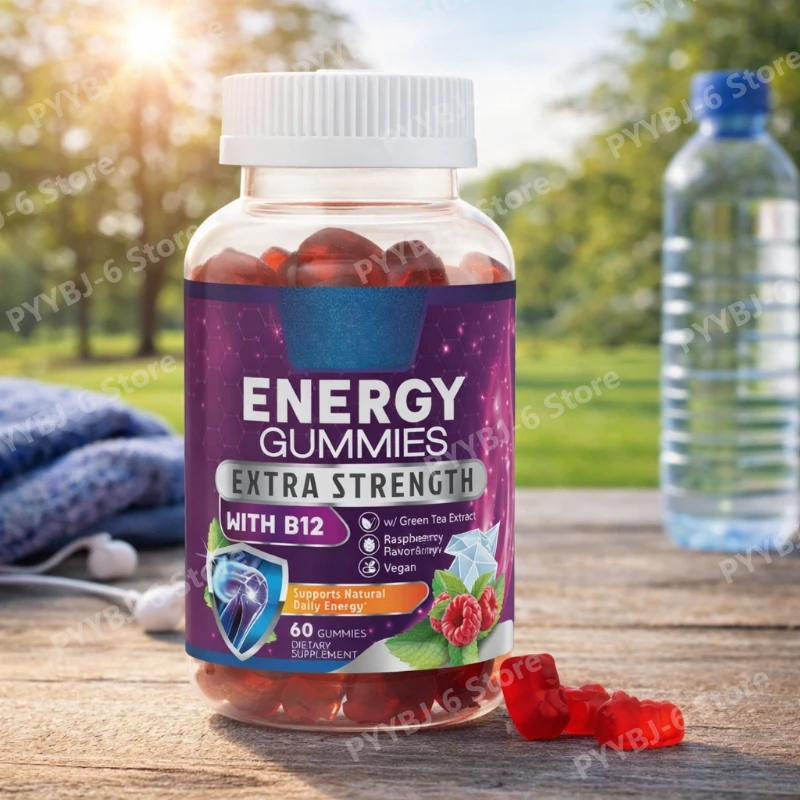 

Daily Vitamin B12 Gummies Green Tea Extract Berry Flavor Vegan Friendly Non-GMO Adult Energy Support Supplement 60 Gummies