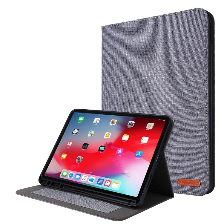 

For iPad Pro 11-inch (2022) / (2021) / (2020) Cloth Texture Card Slots Stand Leather Cover - Grey