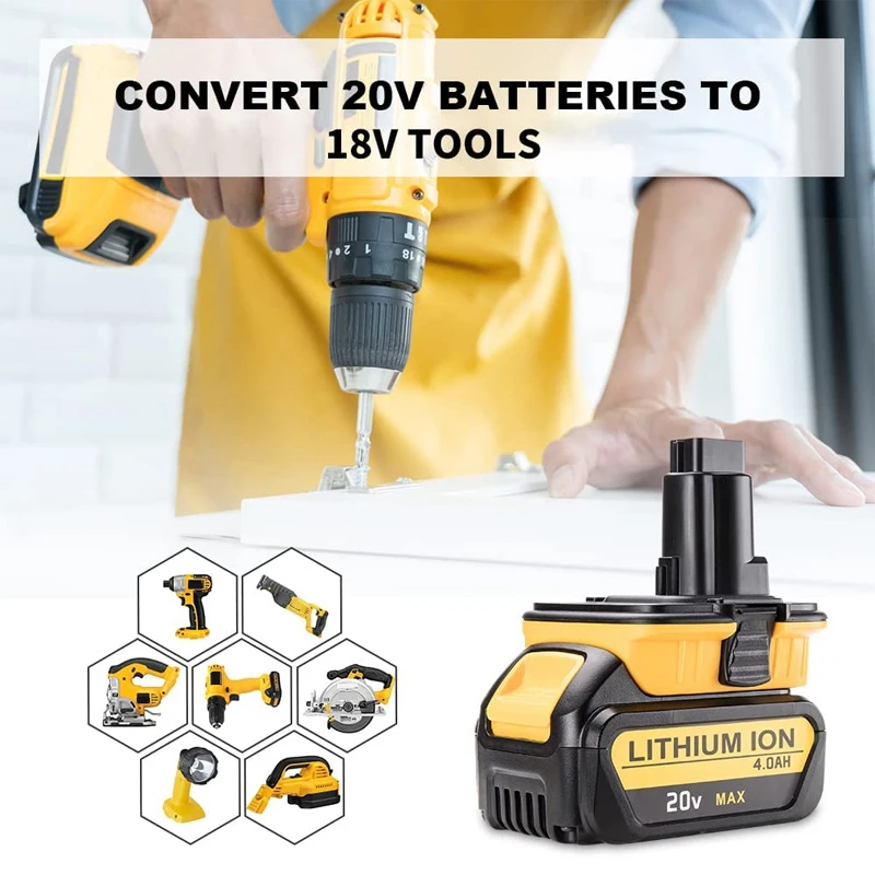 DCA1820 Adapter Converter for Dewalt 20V Lithium Battery Convert To 18V NiCd NiMh Battery DC9098 DC9096 for Dewalt 18V Tools Use