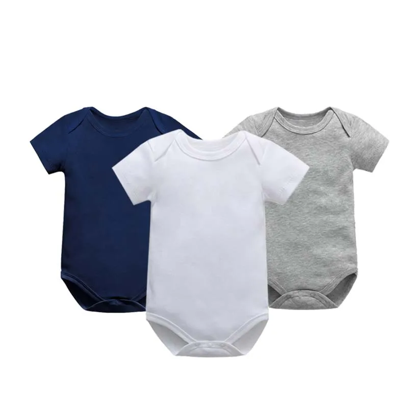 Однотонный Детский комбинезон из 3 предметов, модное боди для новорожденных от 0 до 24 месяцев, детская одежда, хлопковое боди с коротким рукавом, одежда для маленьких мальчиков и девочек