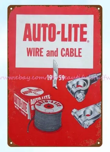 1959 Auto-Lite Wire Cable Electric Toledo OH metal tin sign repro collectible