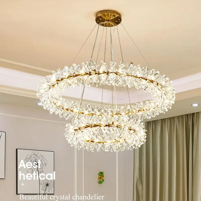 

Gold Crystal Flower Ceiling Lamp Indoor Luxury LED Lighting Room Decoration Living-room Bedroom Dining G4 Bulb