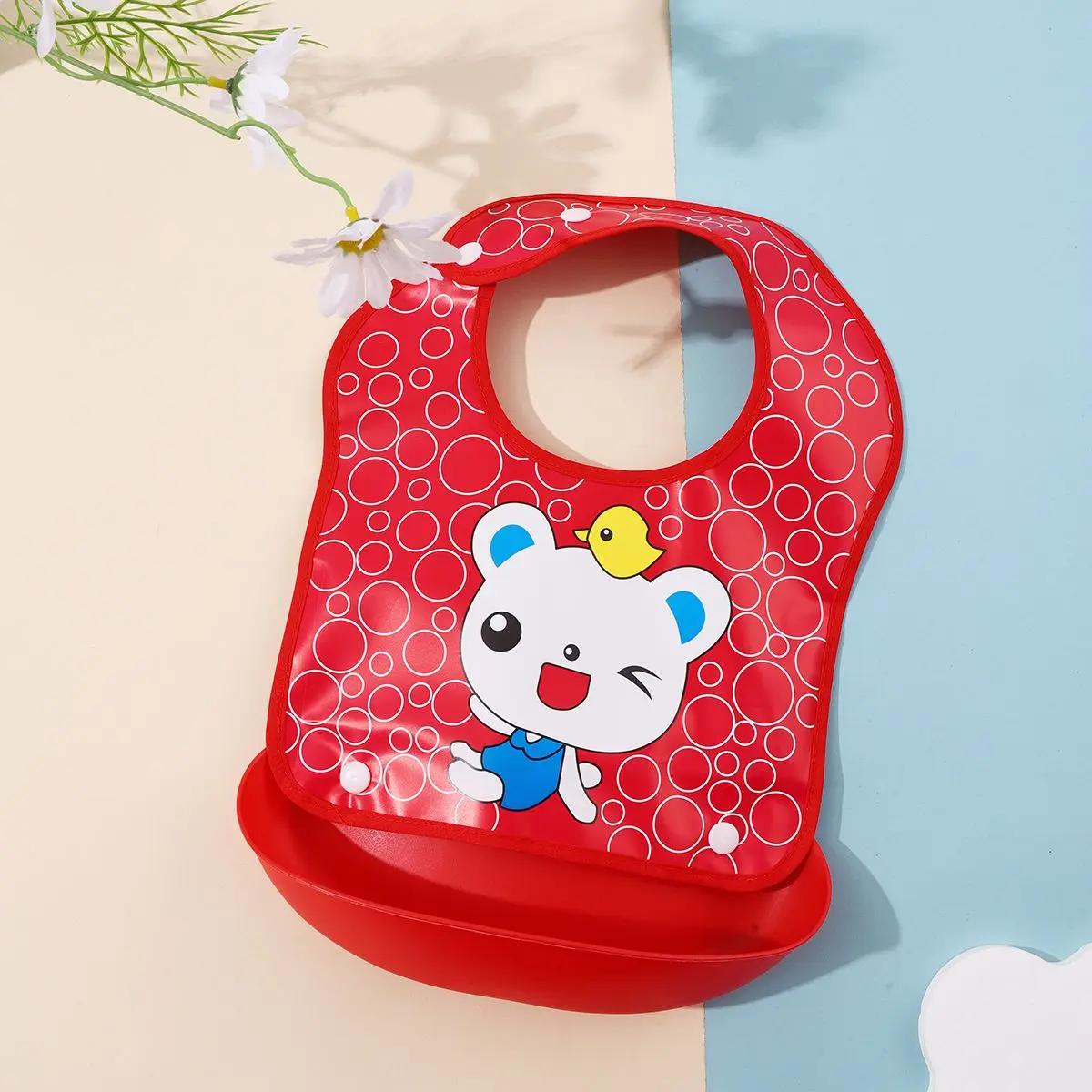 Baby food bib Baby waterproof bib three-dimensional detachable food food pocket Child child saliva pocket