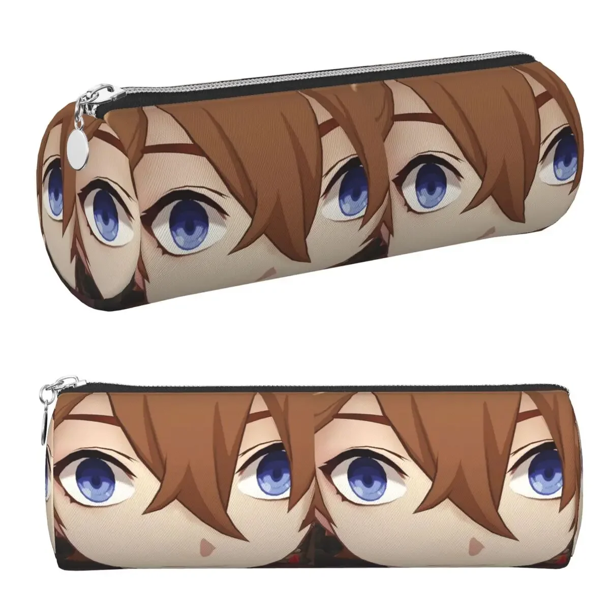 Childe (Tartaglia) Face Mem Pencil Cases Pen Holder Cylinder Pen Box Pencil Bag for Boy Girl Stationery Supplies