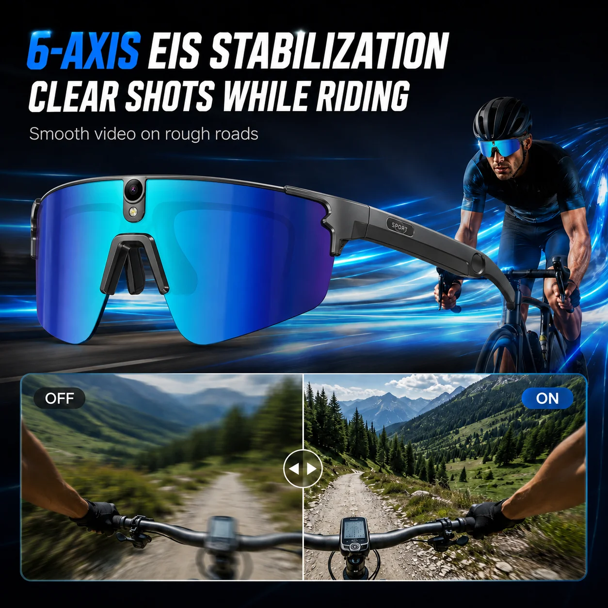 New AI Smart Shooting&Recording Glasses With 800W Camera HD Anti-shake Bicycle Riding Shooting Artifact Windproof Goggles