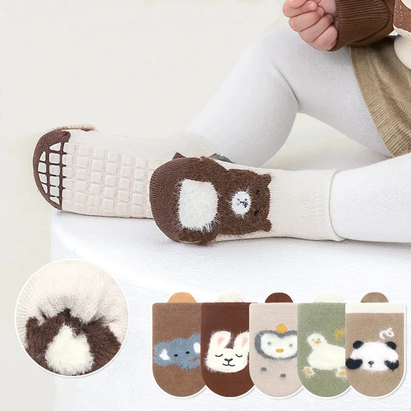 0-5Years Winter Thick Terry Cotton Baby Girl Sock with Rubber Soles Infant Animal Funny Sock Newborn Baby Indoor Floor Socks New