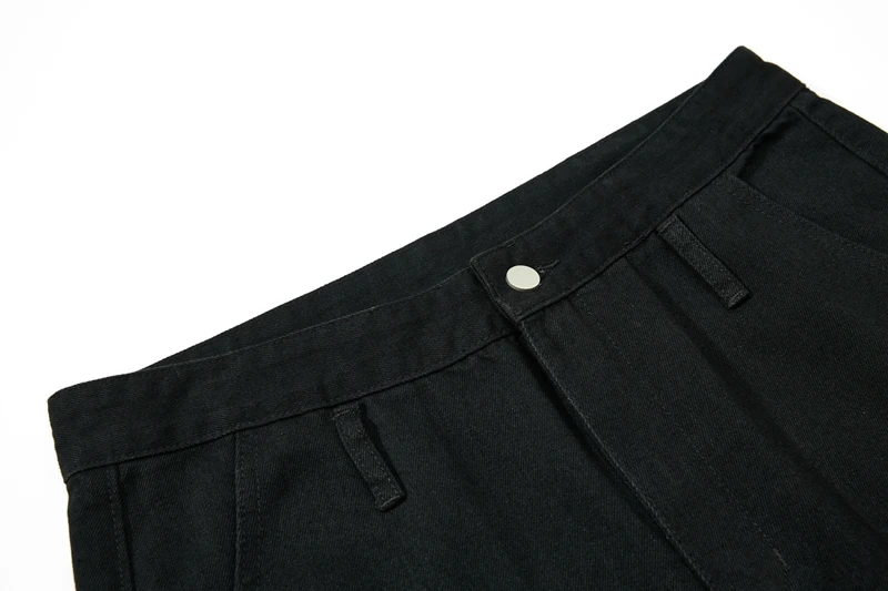 Herren Punk Hip Hop Lace Up Jeans Ausgestellte Motorrad Streetwear Y2k Big Belt Schwarz Cargo Bootcut Jeans Relaxed Fit Flare Hosen – Detail 6