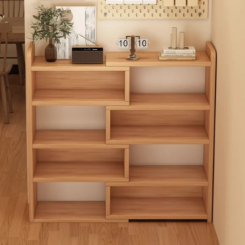 

Solid wood bookshelf, shelf, floor-to-ceiling integrated against the wall, corner storage cabinet does not take up space, simple