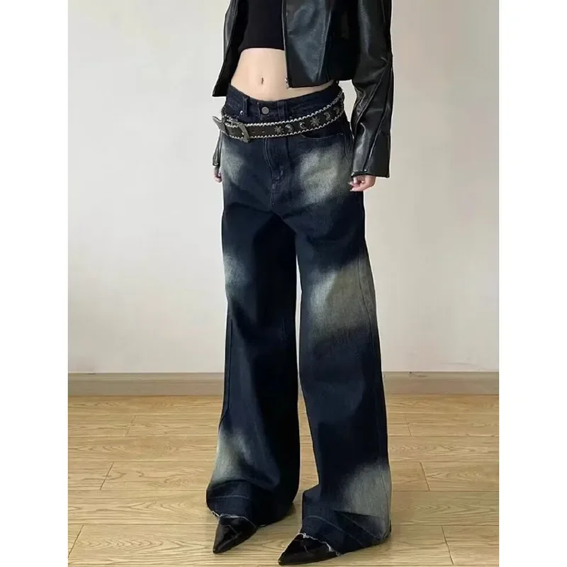 

Women's Blue Baggy Jeans Vintage Korean Oversize High Waist Cowboy Pants Harajuku Denim Trouser 90s Y2k Emo 2000s Trashy Clothes