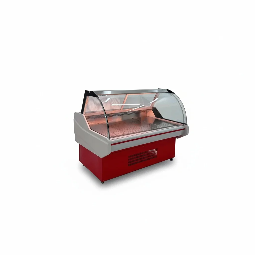 

Холодильная витрина из металла и стекла для мяса и рыбы, 450-800 л, с управлением через приложение, коммерческий холодильный шкаф для деликатесов