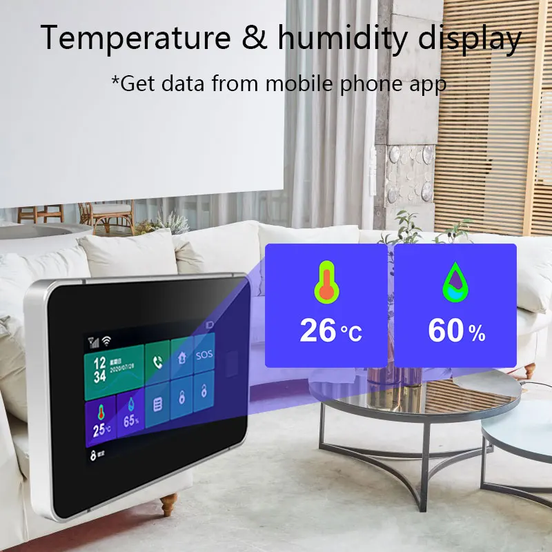 Sistema de alarma de seguridad G60 Tuya para el hogar, dispositivo inalámbrico Gsm con WiFi, Ingerprint, pantalla de temperatura y humedad armada,