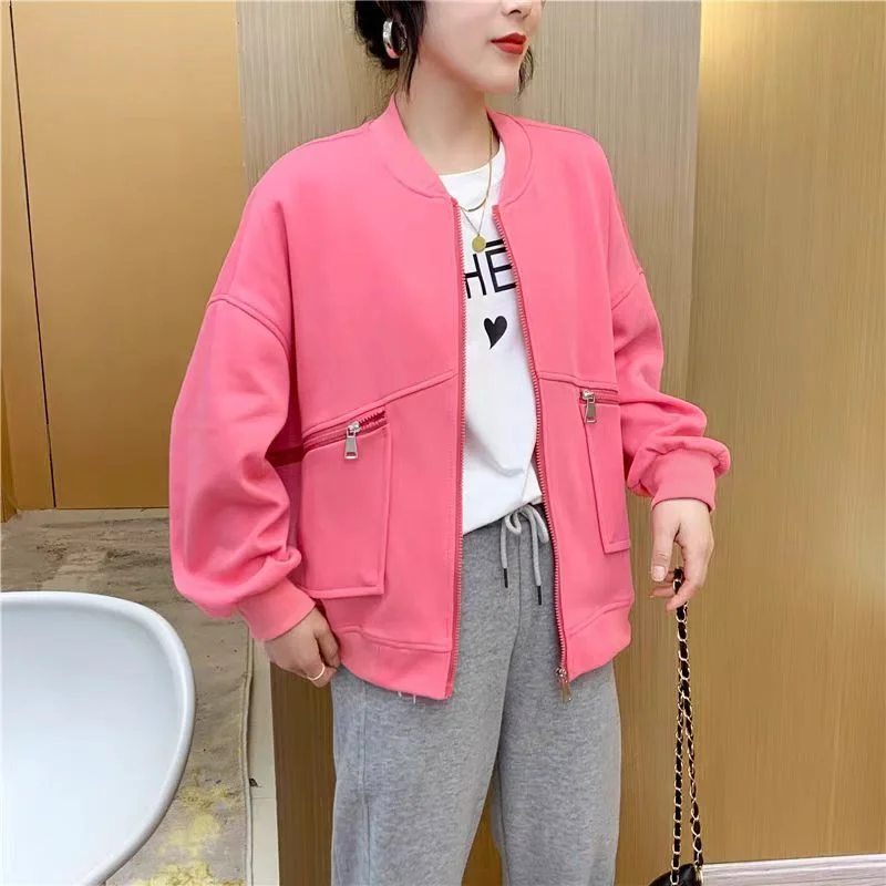 

Casual Jacket for Women in Autumn and Winter Baseball Uniform Loose Fashionable Cardigan Sweater