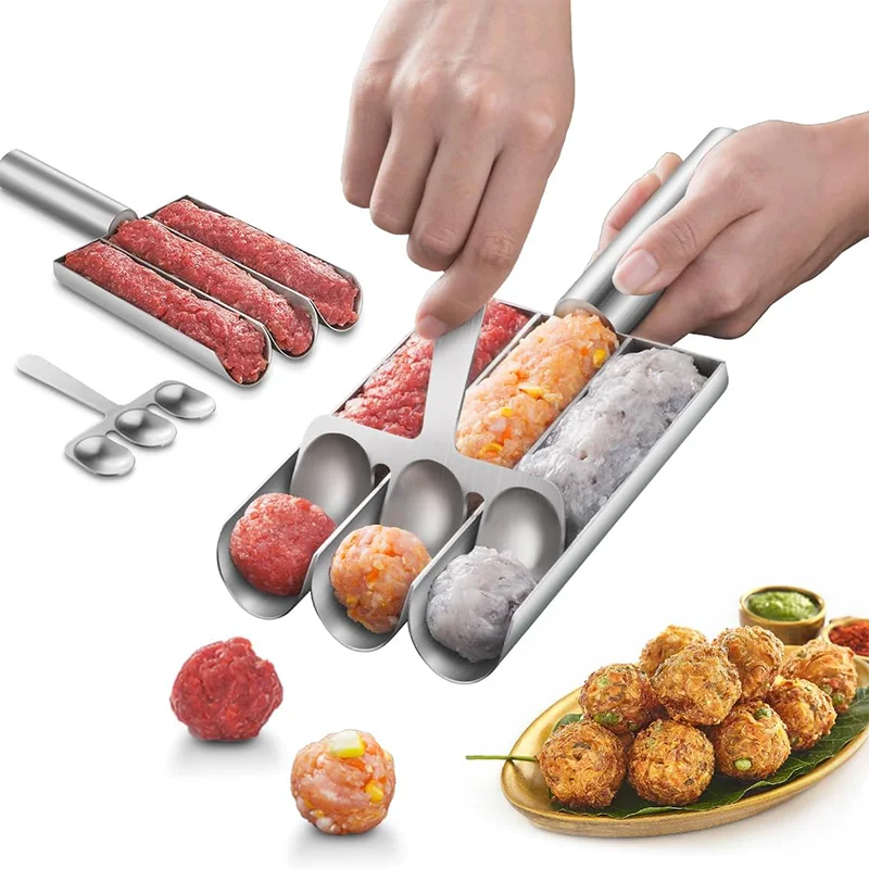 1PC 304 Stainless Steel Meatball Maker for Home Use To Make Fishballs Shrimp Slippery Rice Ball Digging Spoon God Weapon