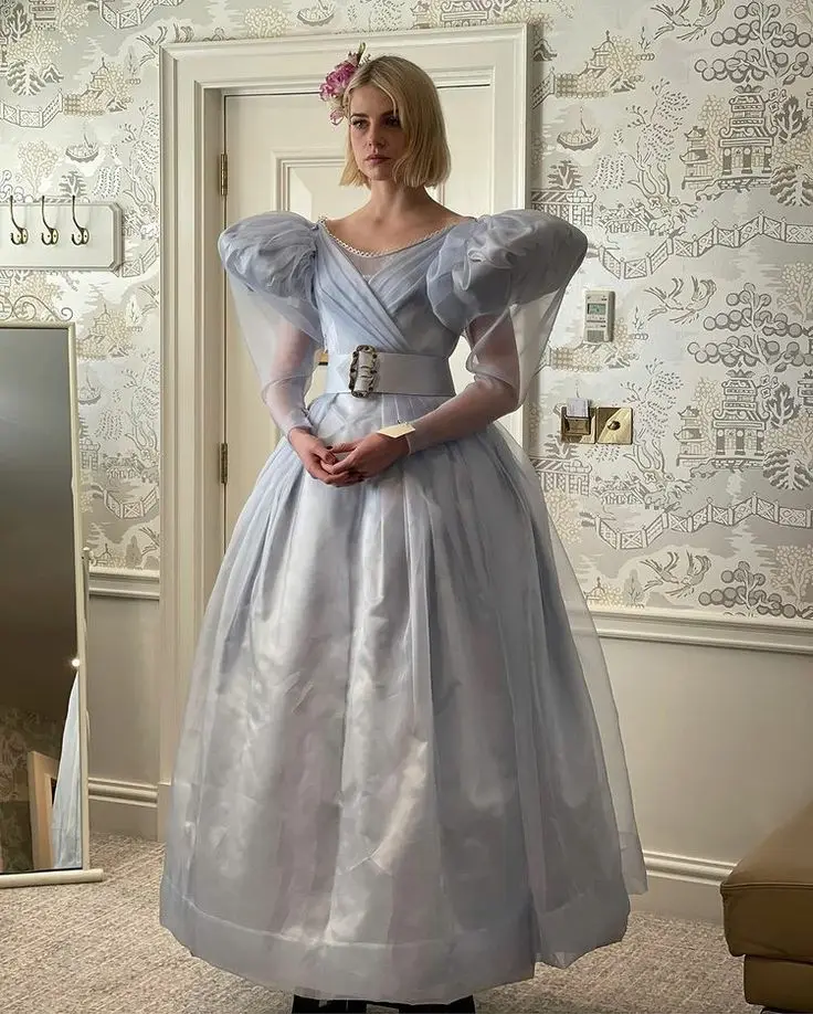 Robe de princesse victorienne bleu clair du 18ème siècle, Costume de soirée de rénesse pour femmes, Costume de fête de thé à la mode