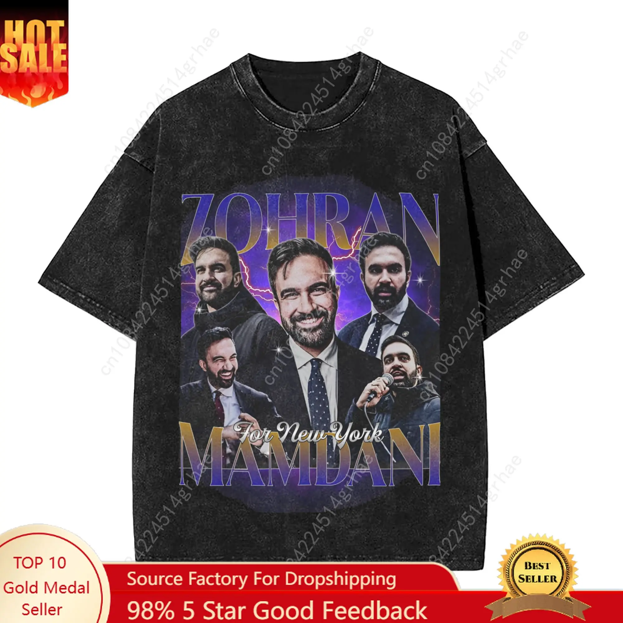 

Zohran Mamdani New York City Men T Shirt Washed Novelty Tee Shirt Short Sleeve Round Collar T-Shirts 100% Cotton Printed Tops