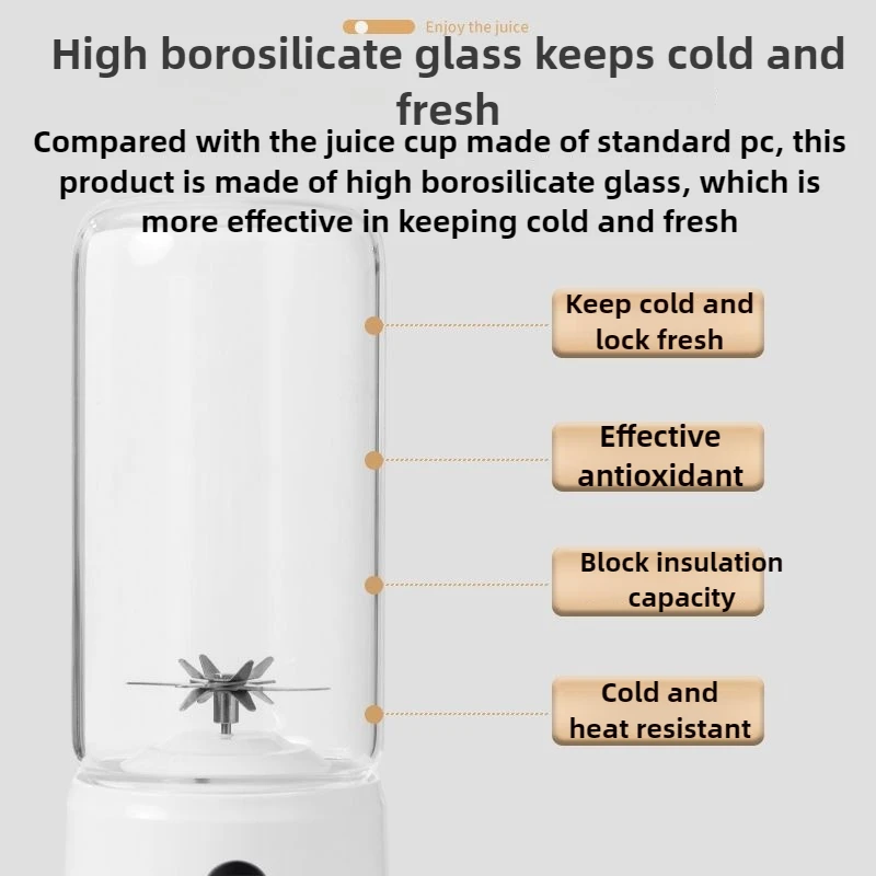 500 ミリリットルガラス自動ジューサー果物と野菜抽出器充電式多機能家庭用ジューサー電気オレンジ