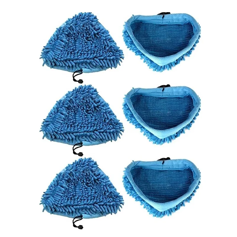 Blue Mop Replacement Pads Steam Mop Triangle Pads Blue Chenille Compatible for H2O X5 H20 Replacement Washable Cloth