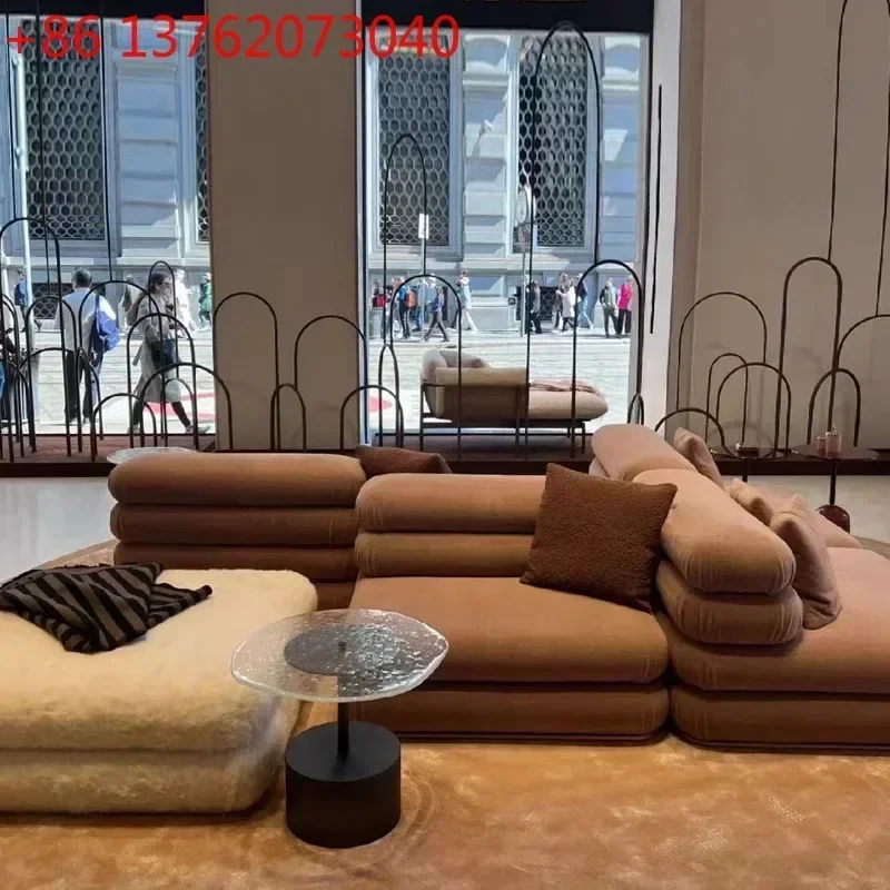 Module free combination stacking sofa American replica removable lamb wool block sofa