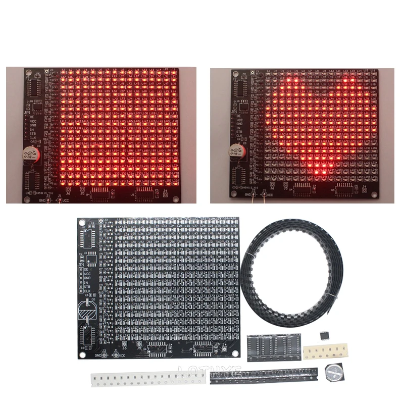 DIY Electronic Kit 256 LED Dot Matrix Advertising Screen Kit Light-emitting Diode SMD Soldering Component  Welding Training Kit