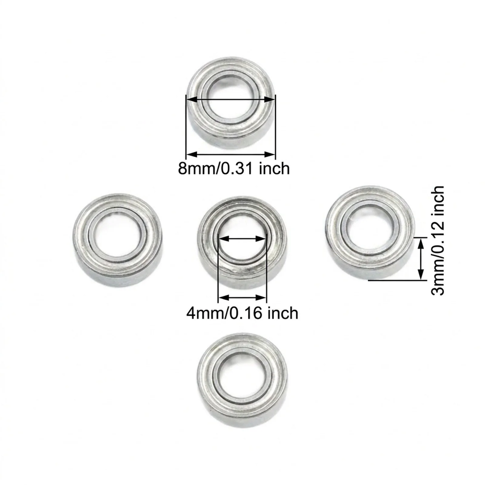 Chamfering Operations 4x8x3mm Bearings Manual Chamfering Accessories Complete Bearing Set Metal Construction Bearings