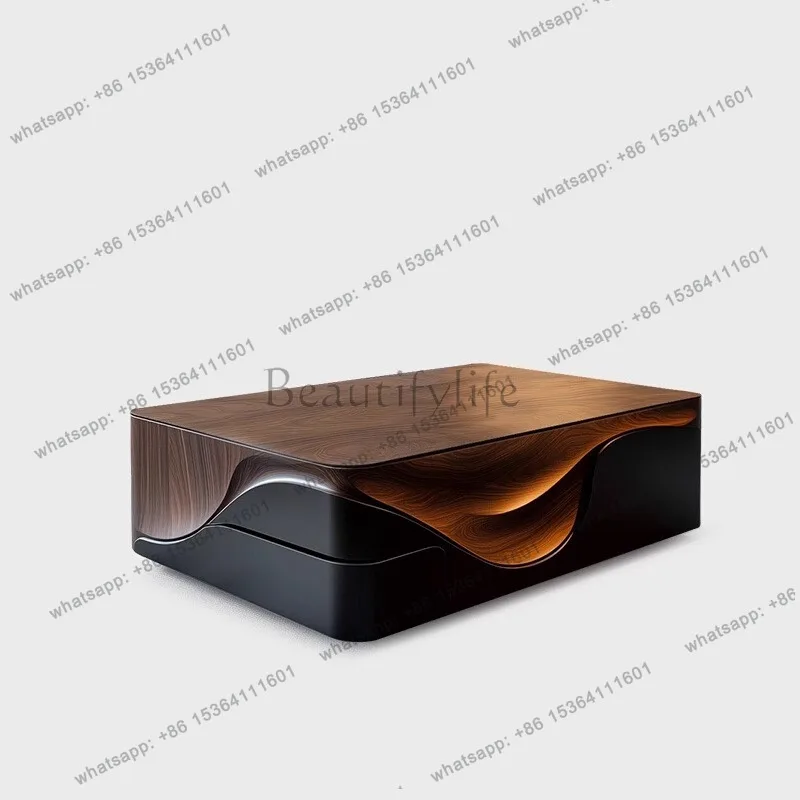 

Nordic art coffee table solid wood square tea table high-end small living room home