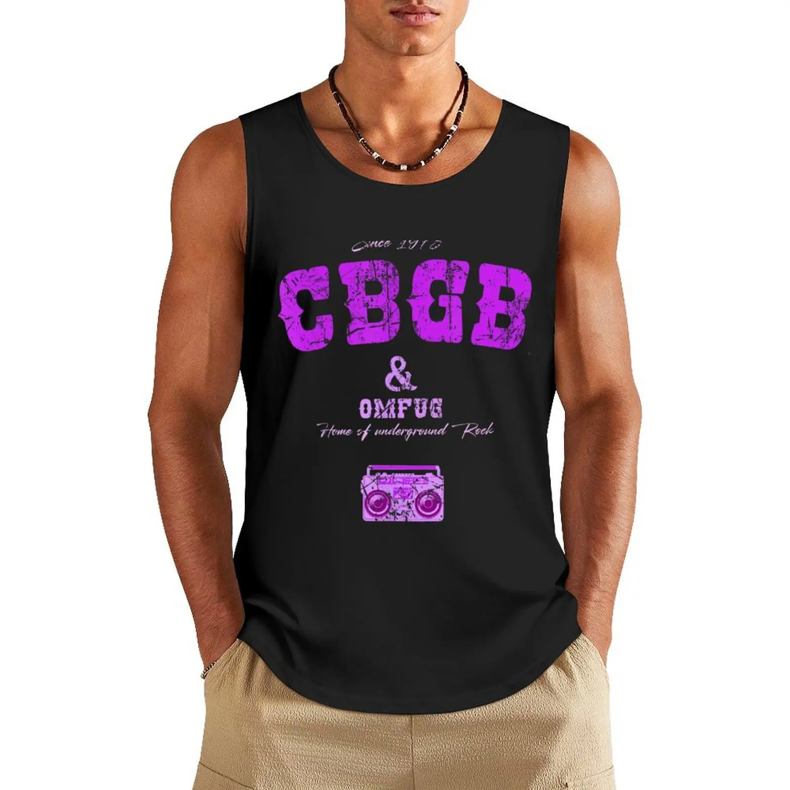 

CBGB Rock For Rock Fans Tank Top mens gym clothes sleeveless Sleeveless T-shirt