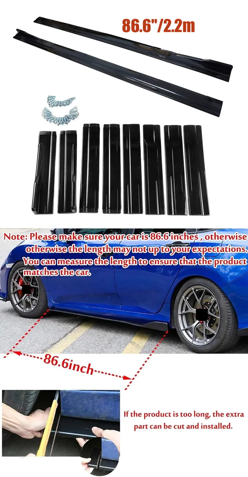 Für Honda Civic 2015+ Schrägheck Limousine Typ-R Seitenschweller Verlängerungsleitung Rocker Panels Guard Body Kit ABS glänzend schwarz – Detail 2